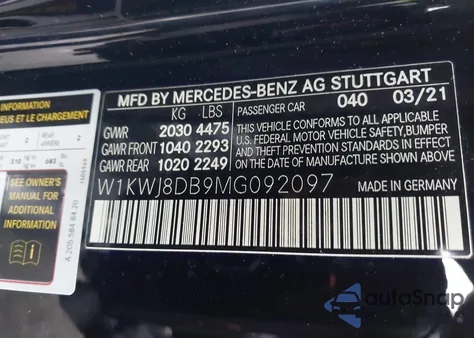 2021 Mercedes-Benz C 300 Coupe z USA, uszkodzony, nr VIN W1KWJ8DB9MG092097